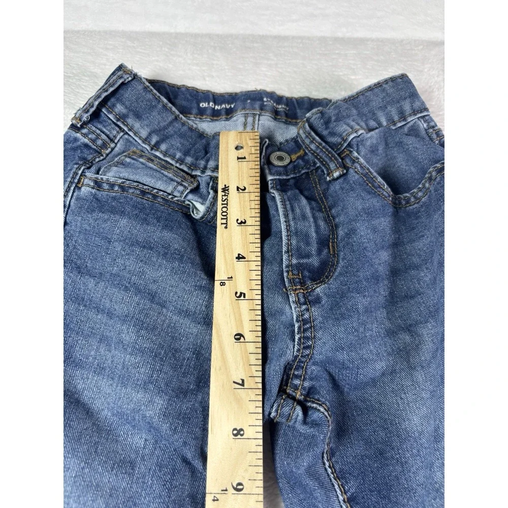 Old Navy Boys Jeans Size 7 Straight Leg Adjustable Waist Medium Wash Blue Denim